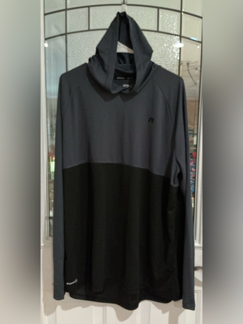 Russell Athletic Two-Tone Hoodie Pullover — Charcoal and Black DP